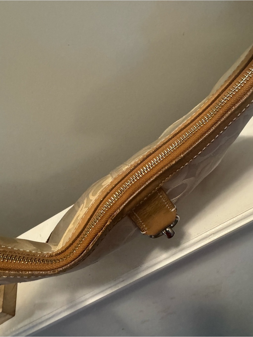 Coach Tan and Ivory Signature Shoulder Hobo - Picture 6 of 12